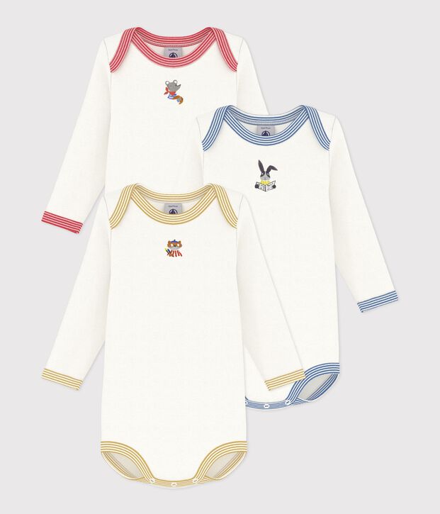Lot de bodies manches longues en coton uni b&eacute;b&eacute; multicouleur