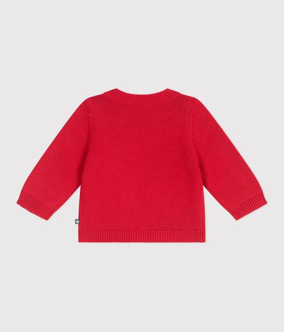 Gebreid babytruitje van wol en katoen met paardmotiefje rood TERKUIT/ AVALANCHE