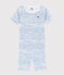 Pyjacourt snugfit imprimé vagues petit garçon en coton blanc MARSHMALLOW/bleu COOL