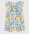 Korte bedrukte tuinbroek in popeline met bloemenprint voor baby's wit MARSHMALLOW/wit MULTICO
