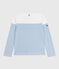 Katoenen T-shirt met lange mouwen en matrozenstreepjes voor dames wit MARSHMALLOW/blauw ALASKA