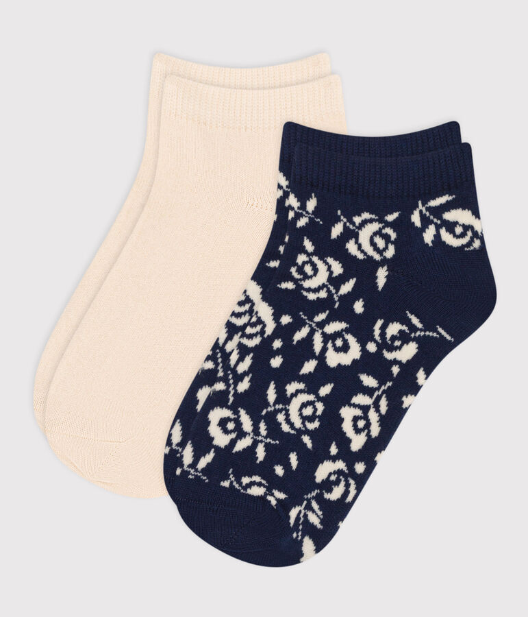 2 paires de chaussettes en coton fleurs enfant multicouleur