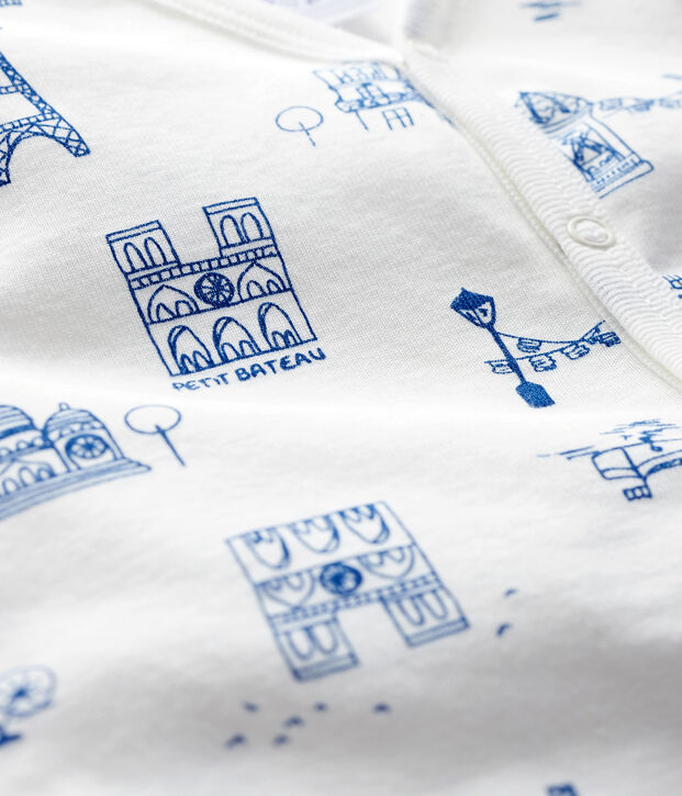 Slaappakje Paris van ribstof voor baby wit/blauw