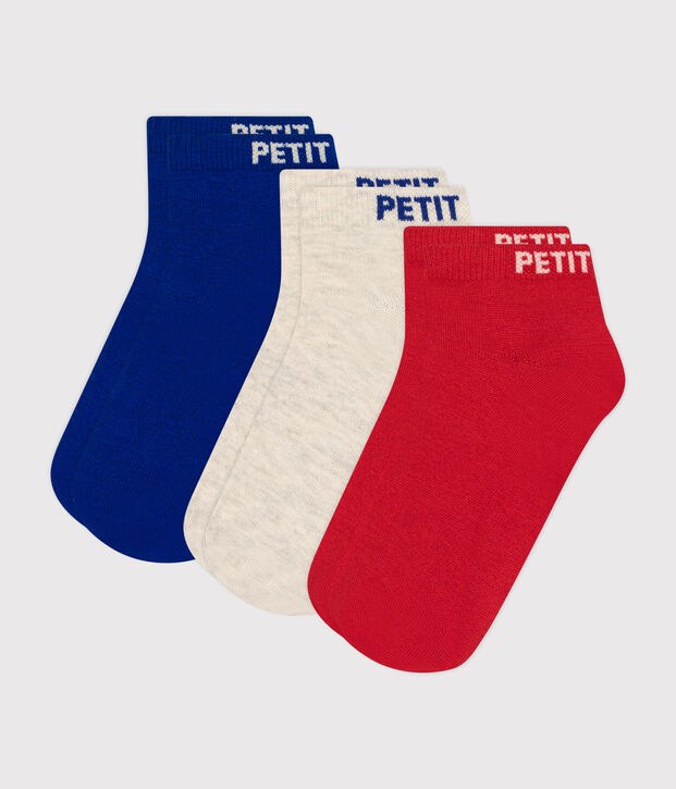 3 paires de chaussettes en coton unies enfant multicouleur