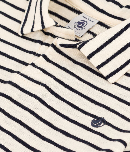 Katoenen polo met korte mouwen voor jongens wit AVALANCHE/blauw SMOKING