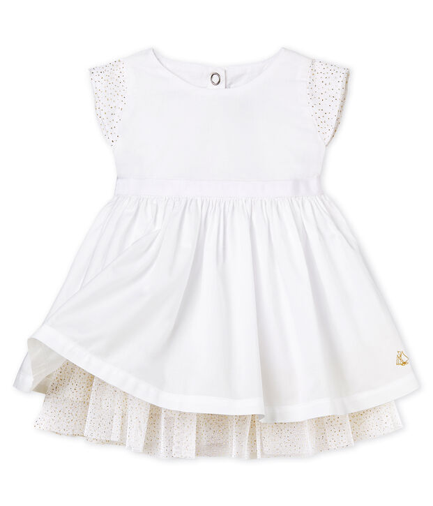 Korte mouwen feestjurk babymeisje wit