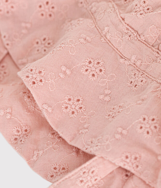 Roze vissershoedje met gaatjesborduurwerk voor babymeisjes roze