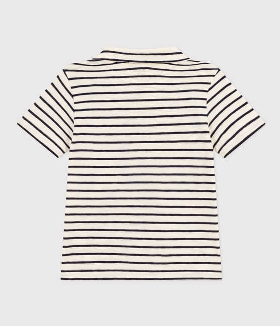 Katoenen polo met korte mouwen voor jongens wit AVALANCHE/blauw SMOKING