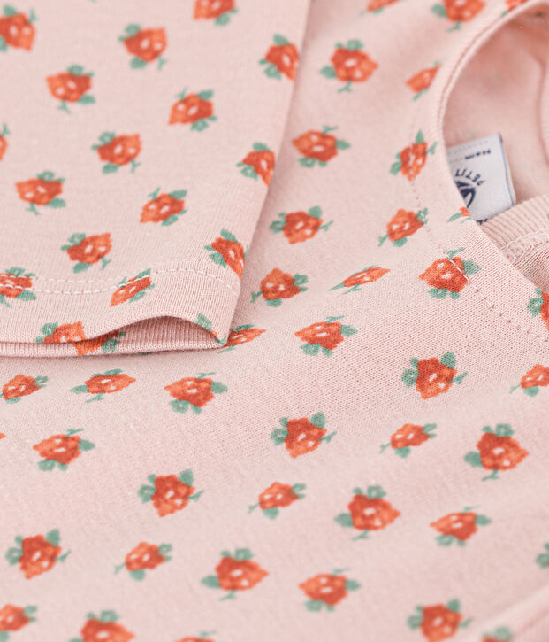 Baby-T-shirt met lange mouwen in katoen roze/multicouleur