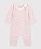 Combinaison b&eacute;b&eacute; en tricot laine et coton &agrave; col uni rose clair