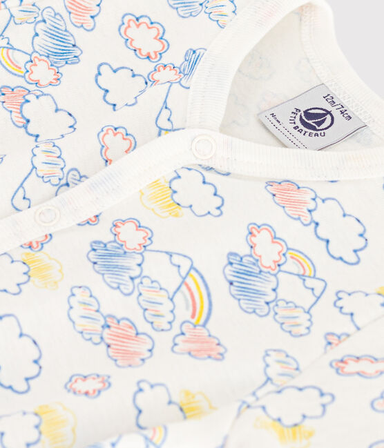 Katoenen kruippakje met regenboogprint voor baby's wit MARSHMALLOW/wit MULTICO