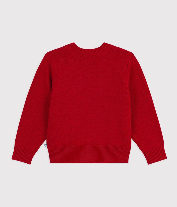 Pull jacquard laine et coton enfant gar&ccedil;on rouge