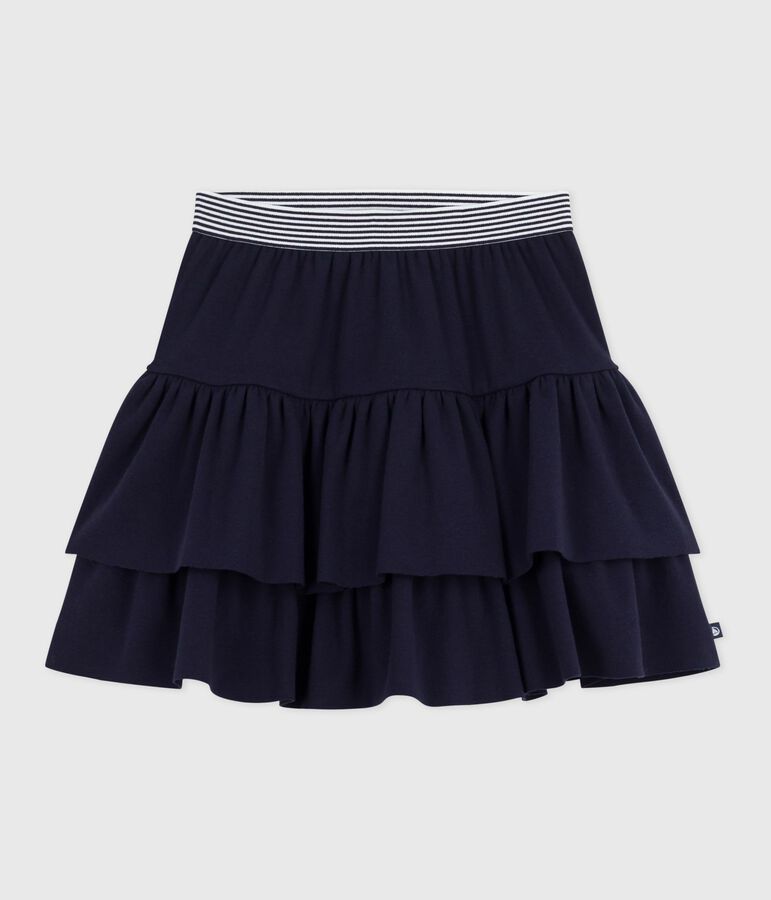 Jupe en coton enfant unie bleu
