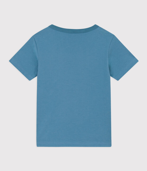Tee-shirt manches courtes en coton enfant gar&ccedil;on bleu/vert