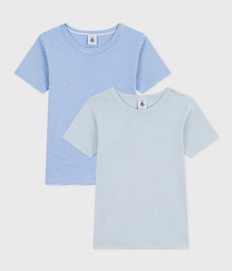 Setje met 2 basic katoenen T-shirts met korte mouw voor kinderen multicouleur