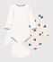Lot de 3 bodies manches longues cœurs bleu en coton bébé variante 1