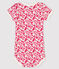 Rompertje met korte mouwen meisjes wit MARSHMALLOW/roze FLASHY