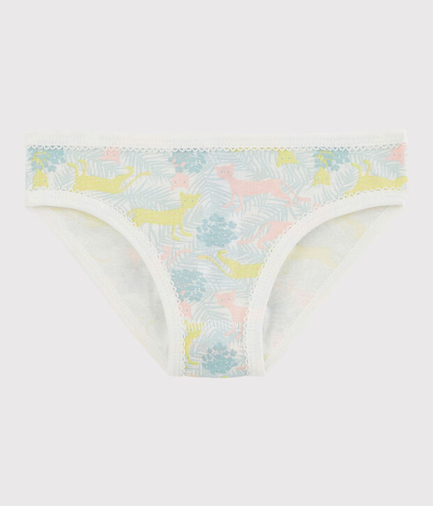 Culotte petite fille en coton blanc/multicouleur