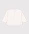 Tee-shirt b&eacute;b&eacute; en coton manches longues uni &agrave; motif blanc cass&eacute;