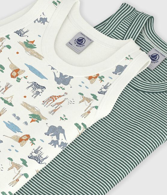 Setje van katoenen kinderhemdjes met savanneprint variante 1