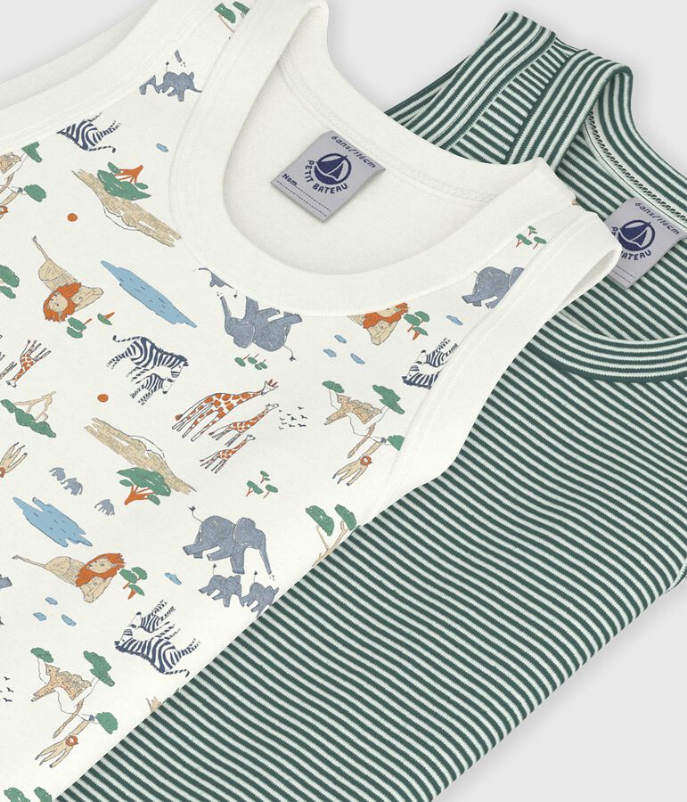 Setje van katoenen kinderhemdjes met savanneprint multicouleur