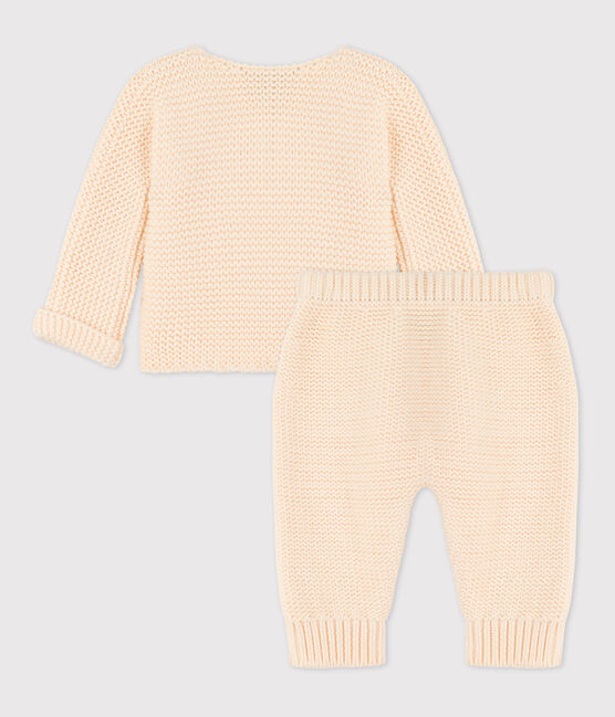 Ensemble 2 pièces bébé en tricot en coton écru AVALANCHE