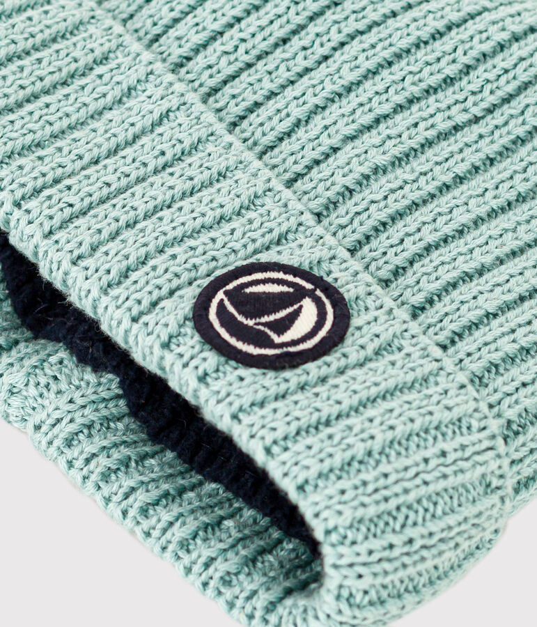 Bonnet b&eacute;b&eacute; en tricot doubl&eacute; en polaire vert