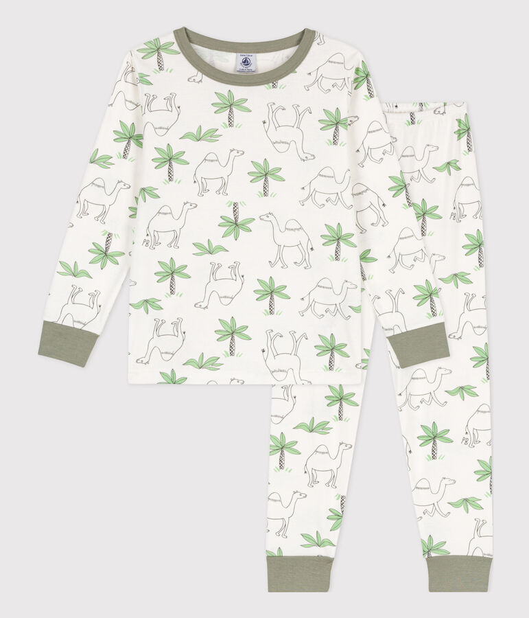 Pyjama dromadaires en coton enfant blanc MARSHMALLOW/blanc MULTICO