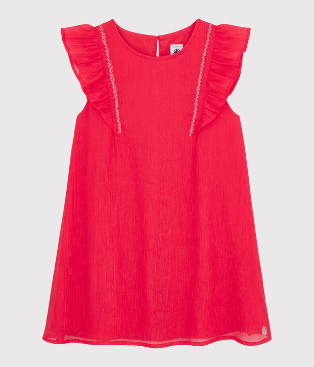Robe c&eacute;r&eacute;monie en cr&ecirc;pe enfant fille rose