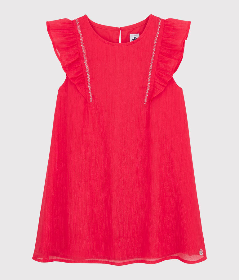 Robe c&eacute;r&eacute;monie en cr&ecirc;pe enfant fille rose GROSEILLER