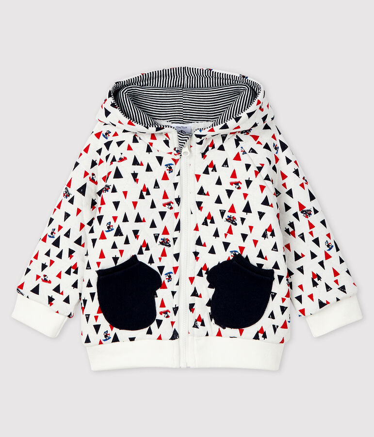 Sweatshirt met capuchon babyjongen wit/multicouleur