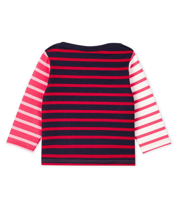 Upcycling marini&egrave;re met lange mouwen babymeisje roze/multicouleur