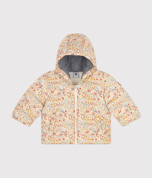 Donsjasje met print en capuchon voor baby's ecru/multicouleur