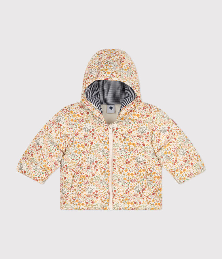 Donsjasje met print en capuchon voor baby's ecru/multicouleur