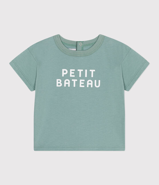 T-shirt bébé en coton à manches courtes uni vert PAUL