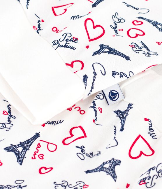 Pyjama femme en coton imprimé Paris blanc MARSHMALLOW/blanc MULTICO