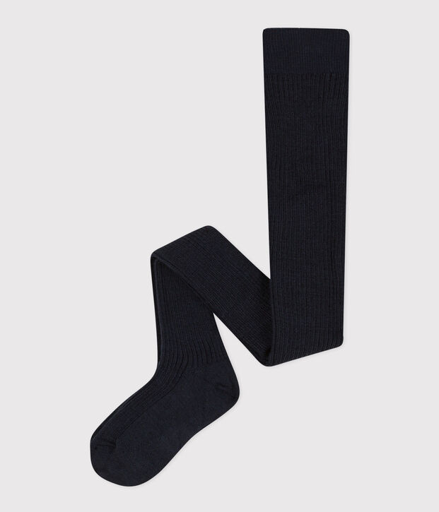 Collant b&eacute;b&eacute; en laine bleu marine