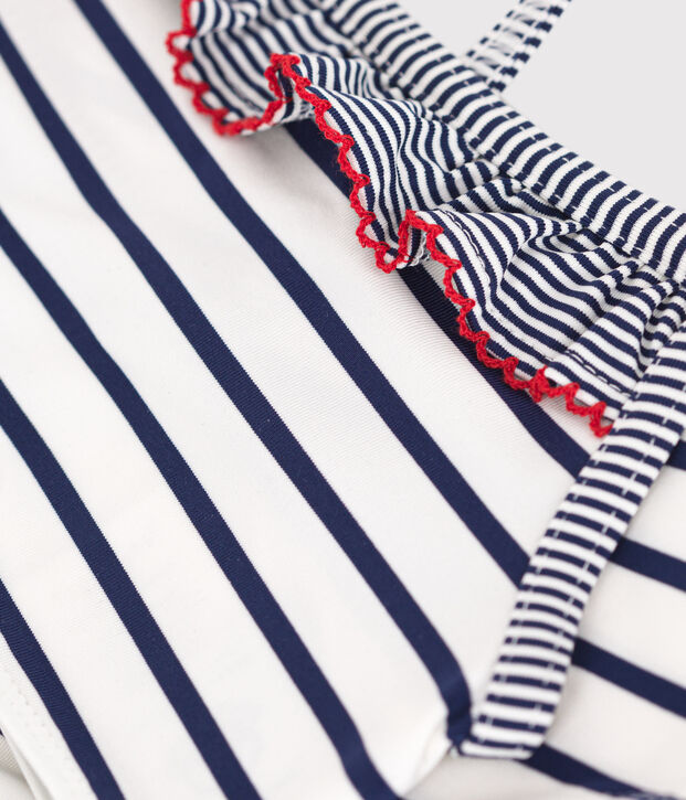 Gestreept tweedelig badpak voor kinderen wit/blauw