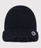 Babymuts van gevoerd tricot en gerecycleerde fleece blauw SMOKING