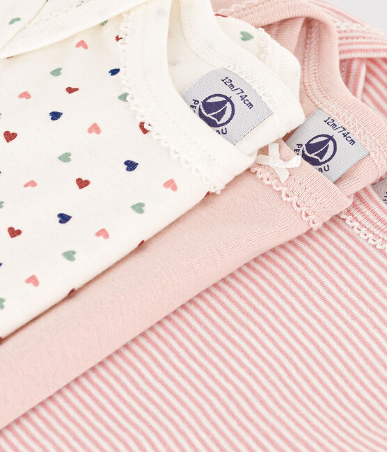 Lot de 3 bodies manches courtes mini cœurs en coton bébé variante 1