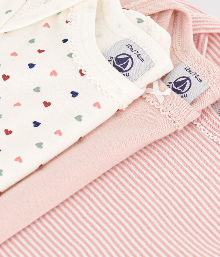 Set van 3 katoenen body's met korte mouwen en kleine hartjes voor baby's variante 1