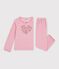 Pyjama enfant en velours &agrave; motif c&oelig;urs rose