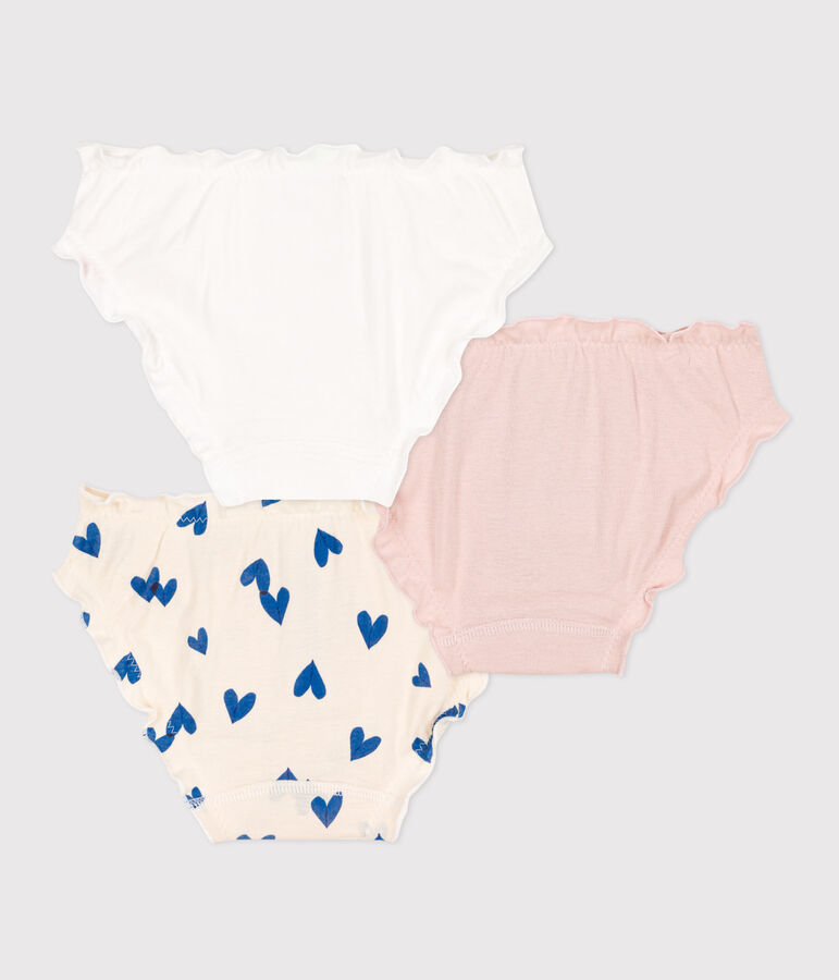 Lot de 3 culottes c&oelig;ur en coton petite fille multicouleur