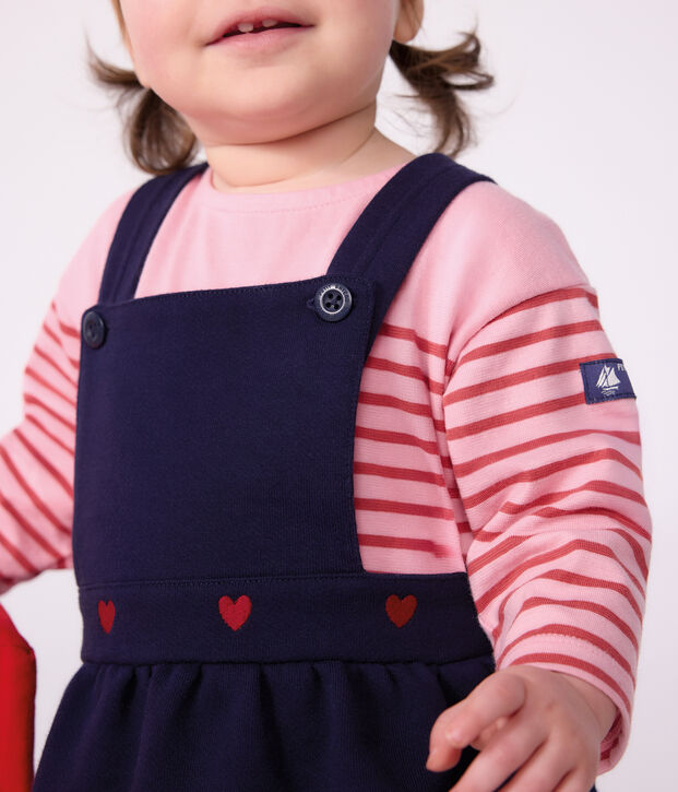 Tee-shirt b&eacute;b&eacute; en coton manches longues &agrave; rayures rose/rose
