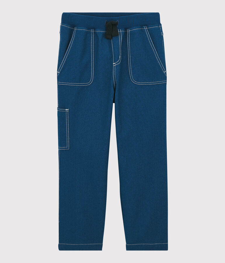 Pantalon regular en serge enfant gar&ccedil;on bleu