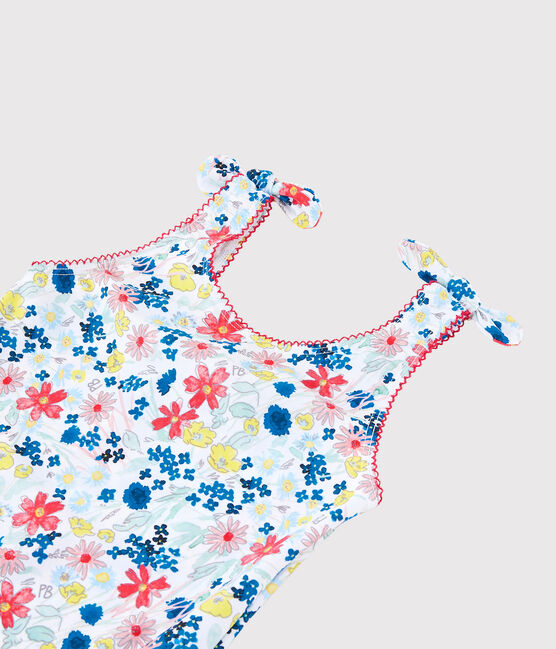 Maillot de bain 1 pièce recyclé enfant fille blanc MARSHMALLOW/blanc MULTICO