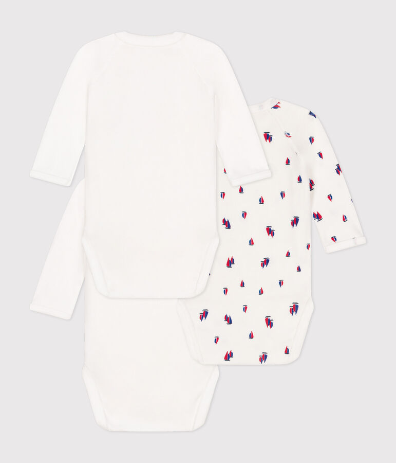 Lot de 3 bodies crois&eacute;s manches longues en coton b&eacute;b&eacute; multicouleur