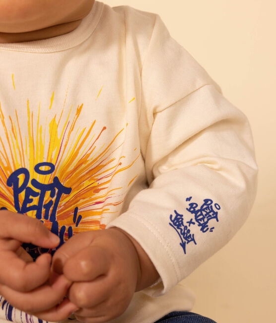 T-shirt met lange mouwen in jersey voor baby's ecru AVALANCHE