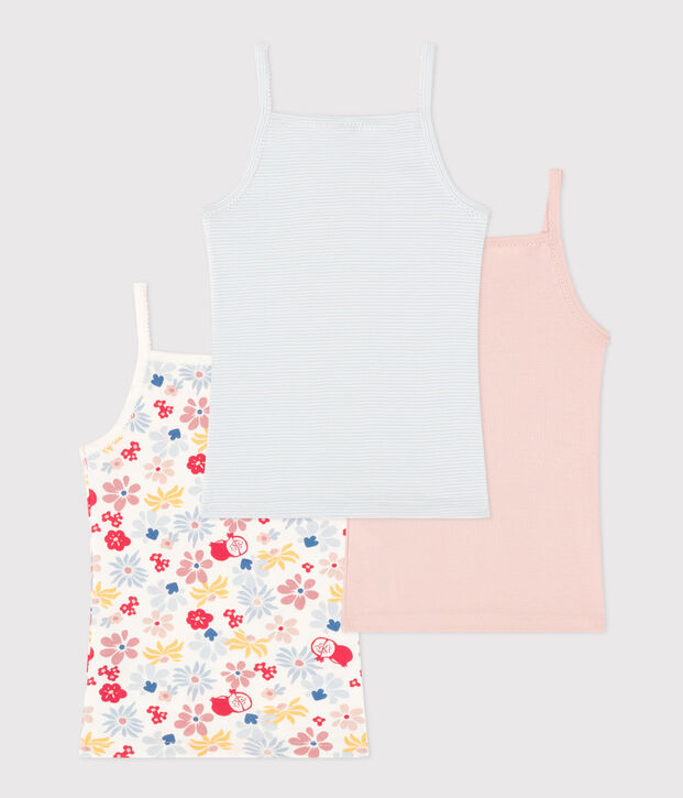 Lot de 3 chemises &agrave; bretelles fleur en coton enfant multicouleur