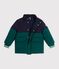 Effen donsjack voor kinderen met colorblock groen/blauw